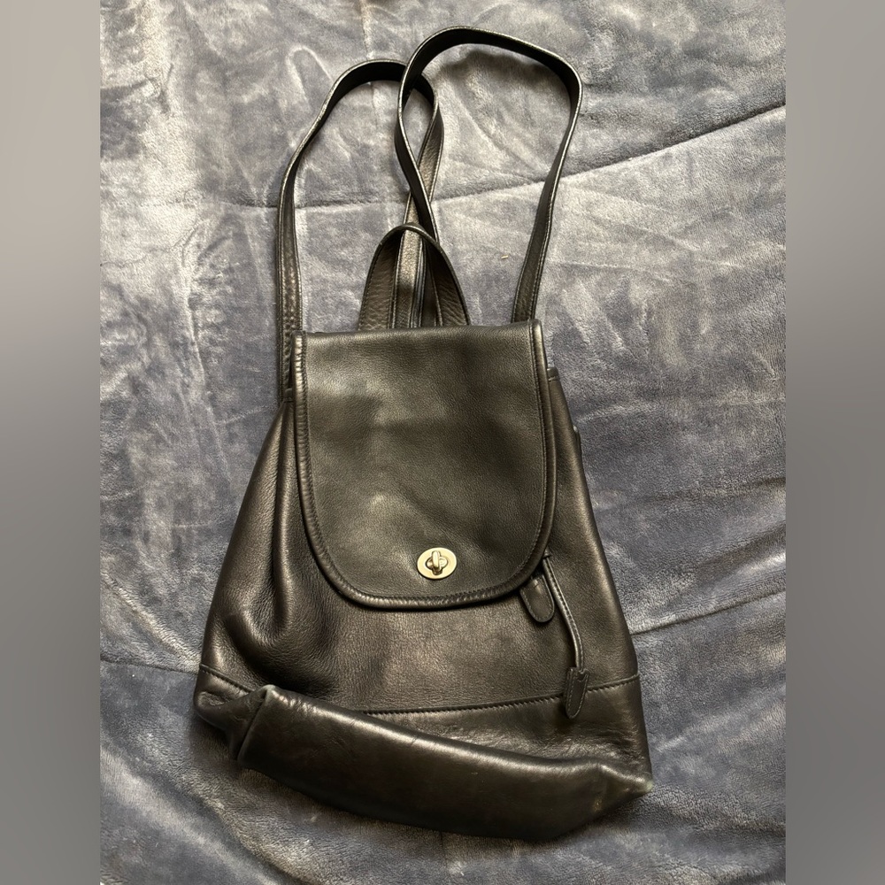 Vintage Coach 9791 Black Leather Backpack The Daypack